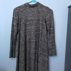 heathered grey / black mock neck dress
